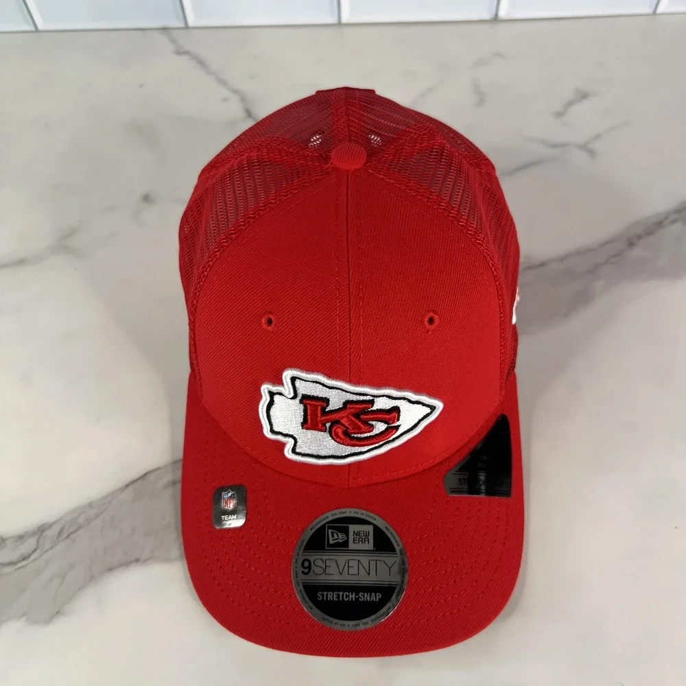 Kansas City Chiefs Hat Cap Snap Back Red 9Seventy Trucker Mesh New Era‎ Mens